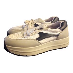 Women's high top sneakers size 7 cream & black